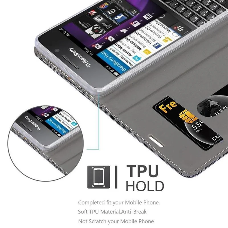 Cadorabo Hülle kompatibel mit Blackberry Q10 Schutzhülle mit Magnetverschluss, Standfunktion und Kartenfach