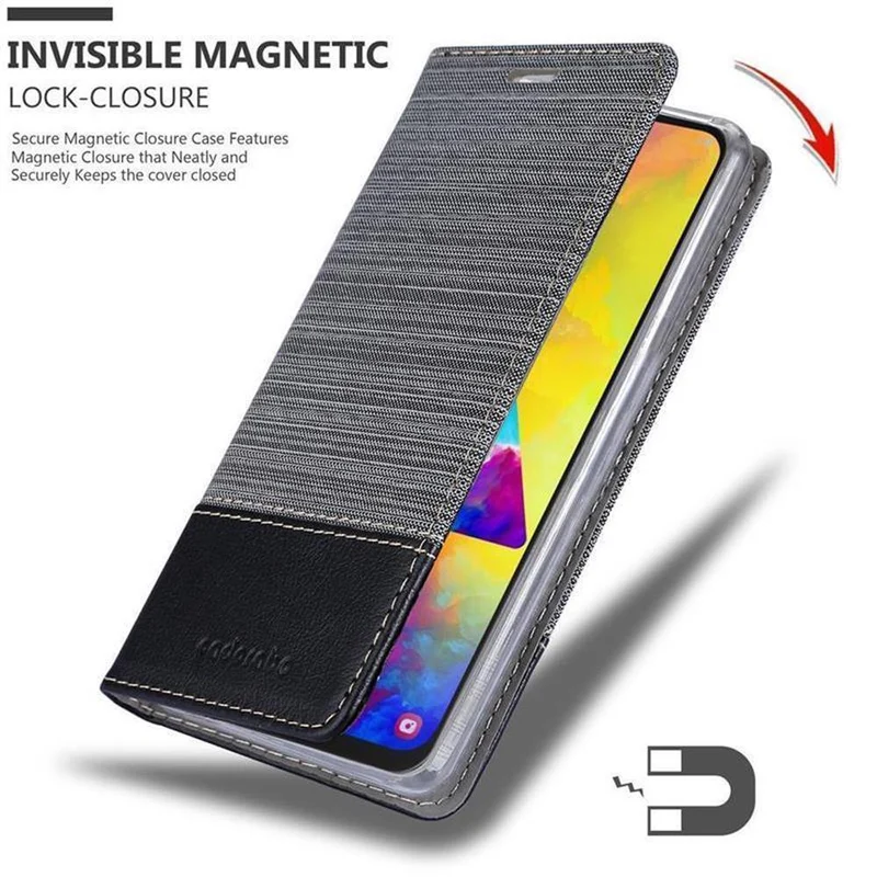 Cadorabo Hülle kompatibel mit Samsung Galaxy M20 Schutzhülle mit Magnetverschluss, Standfunktion und Kartenfach