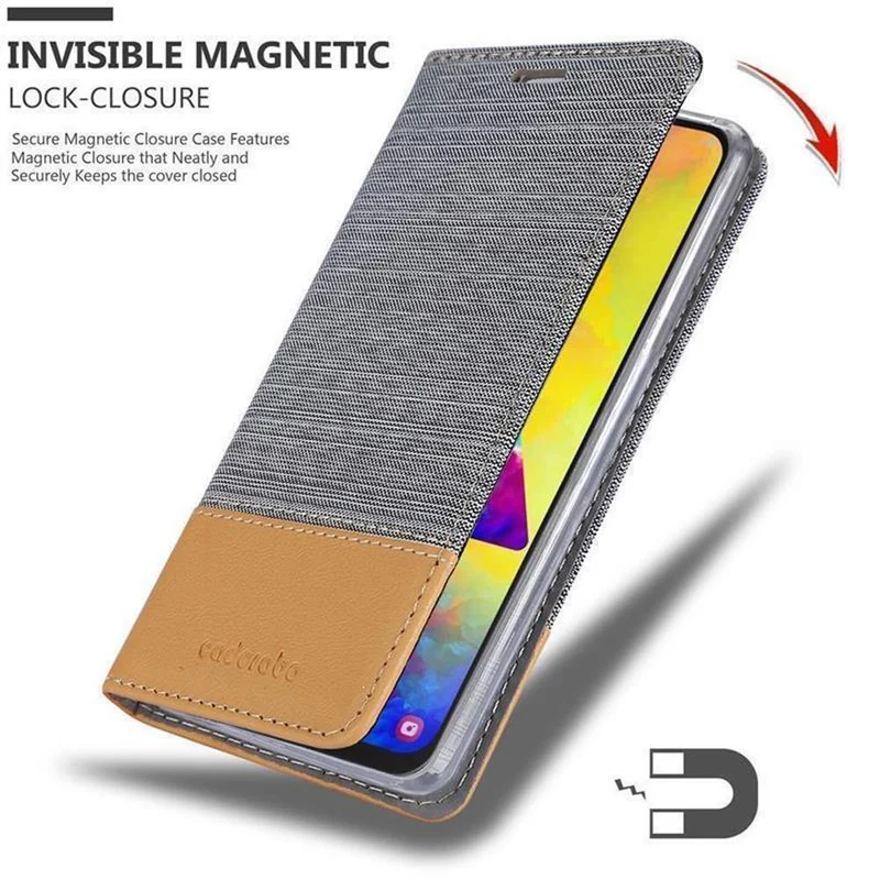 Cadorabo Hülle kompatibel mit Samsung Galaxy M20 Schutzhülle mit Magnetverschluss, Standfunktion und Kartenfach