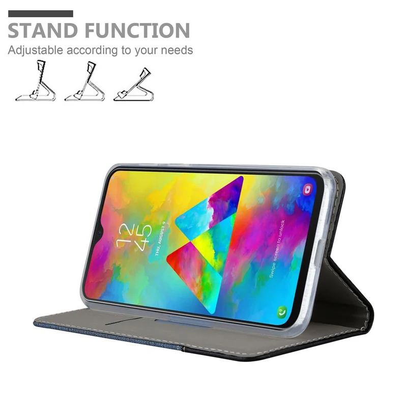 Cadorabo Hülle kompatibel mit Samsung Galaxy M20 Schutzhülle mit Magnetverschluss, Standfunktion und Kartenfach