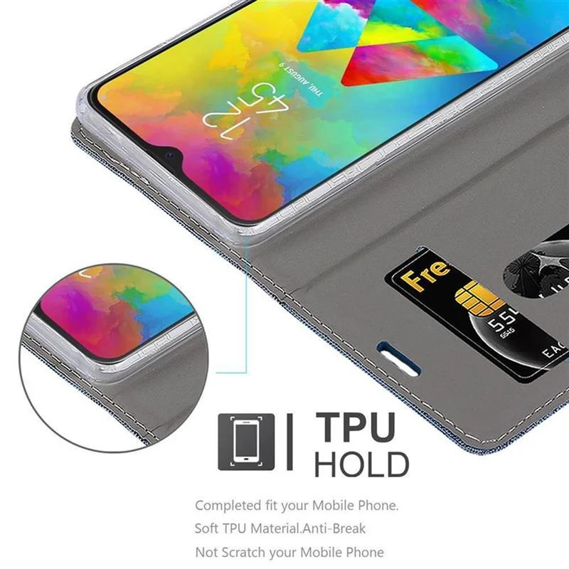 Cadorabo Hülle kompatibel mit Samsung Galaxy M20 Schutzhülle mit Magnetverschluss, Standfunktion und Kartenfach