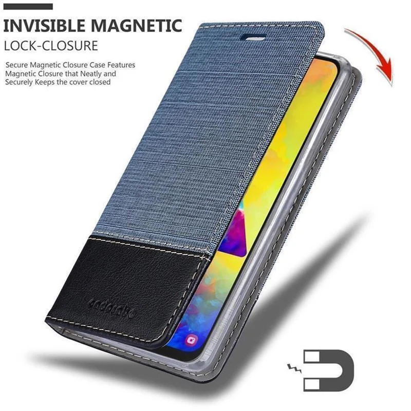 Cadorabo Hülle kompatibel mit Samsung Galaxy M20 Schutzhülle mit Magnetverschluss, Standfunktion und Kartenfach