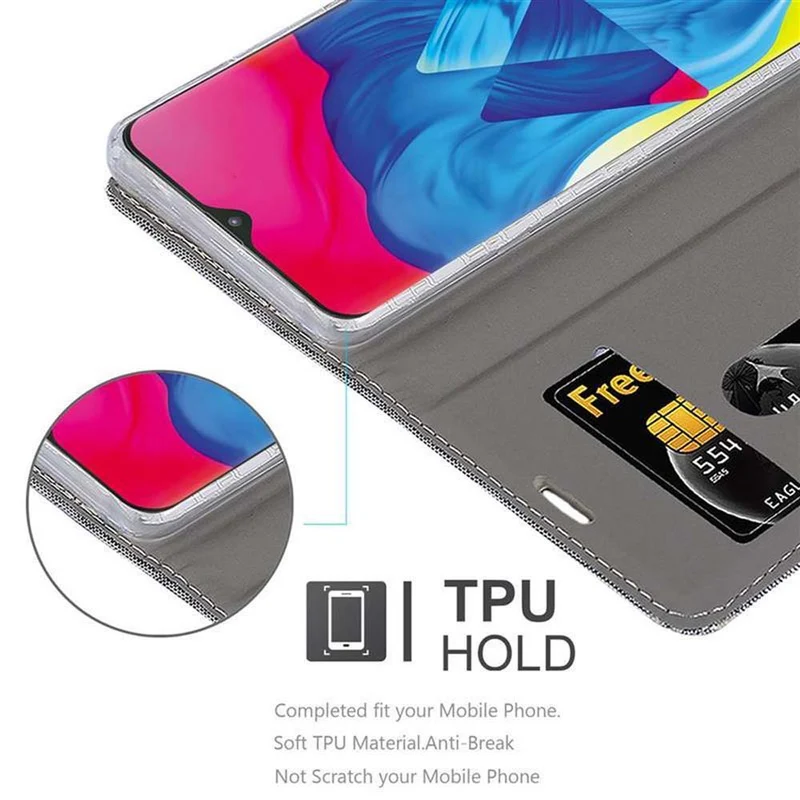 Cadorabo Hülle kompatibel mit Samsung Galaxy A10 / M10 Schutzhülle mit Magnetverschluss, Standfunktion und Kartenfach