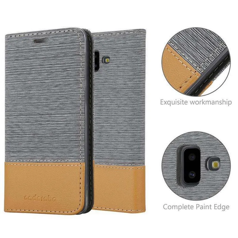 Cadorabo Hülle kompatibel mit Samsung Galaxy J6 PLUS Schutzhülle mit Magnetverschluss, Standfunktion und Kartenfach