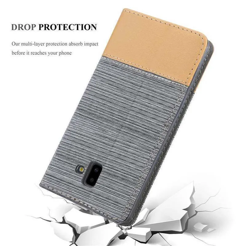 Cadorabo Hülle kompatibel mit Samsung Galaxy J6 PLUS Schutzhülle mit Magnetverschluss, Standfunktion und Kartenfach