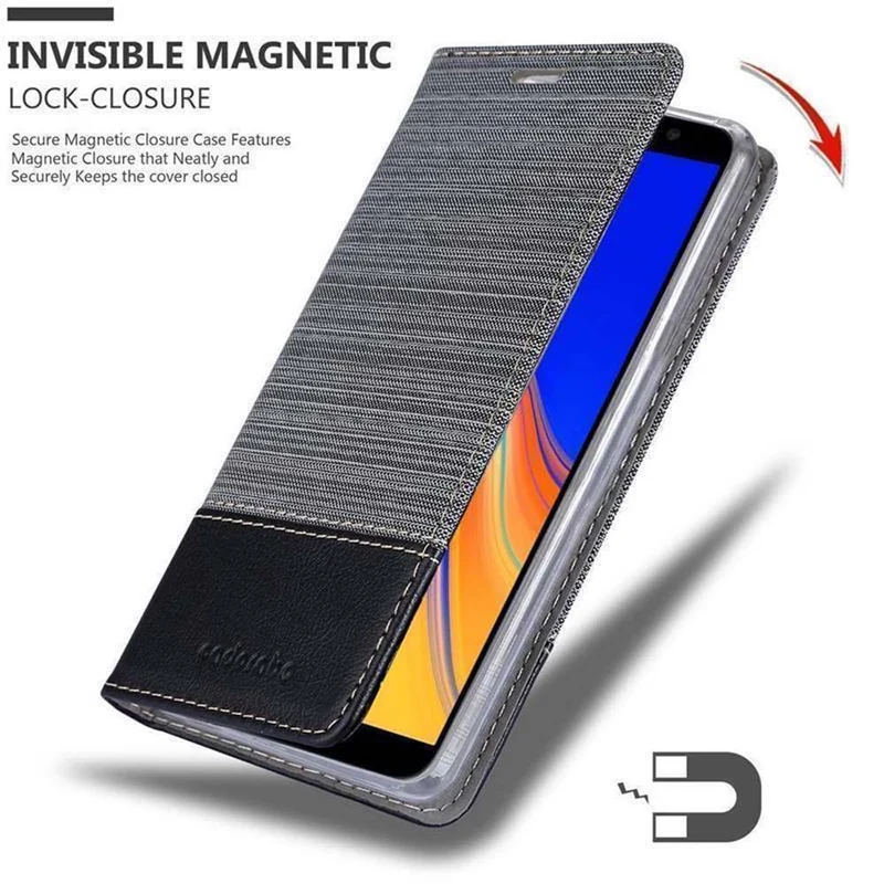 Cadorabo Hülle kompatibel mit Samsung Galaxy J4 PLUS / J4 PRIME / J4 CORE Schutzhülle mit Magnetverschluss, Standfunktion und Kartenfach