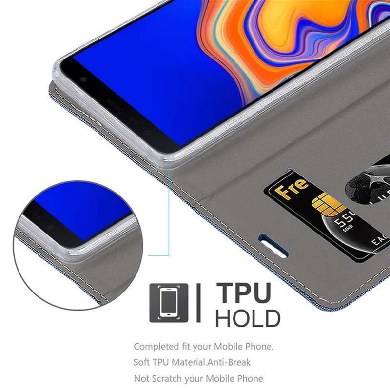 Cadorabo Hülle kompatibel mit Samsung Galaxy J4 PLUS / J4 PRIME / J4 CORE Schutzhülle mit Magnetverschluss, Standfunktion und Kartenfach