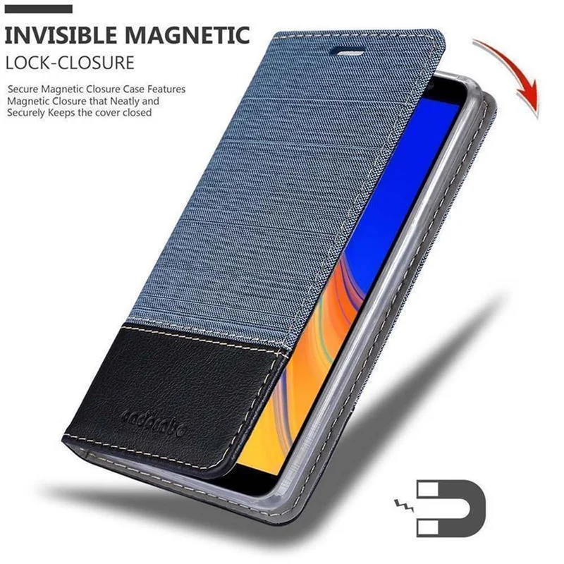 Cadorabo Hülle kompatibel mit Samsung Galaxy J4 PLUS / J4 PRIME / J4 CORE Schutzhülle mit Magnetverschluss, Standfunktion und Kartenfach