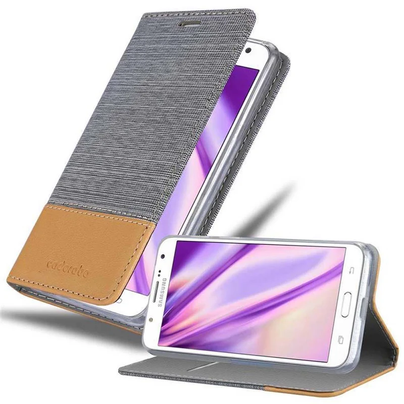 Cadorabo Hülle kompatibel mit Samsung Galaxy J7 2015 Schutzhülle mit Magnetverschluss, Standfunktion und Kartenfach