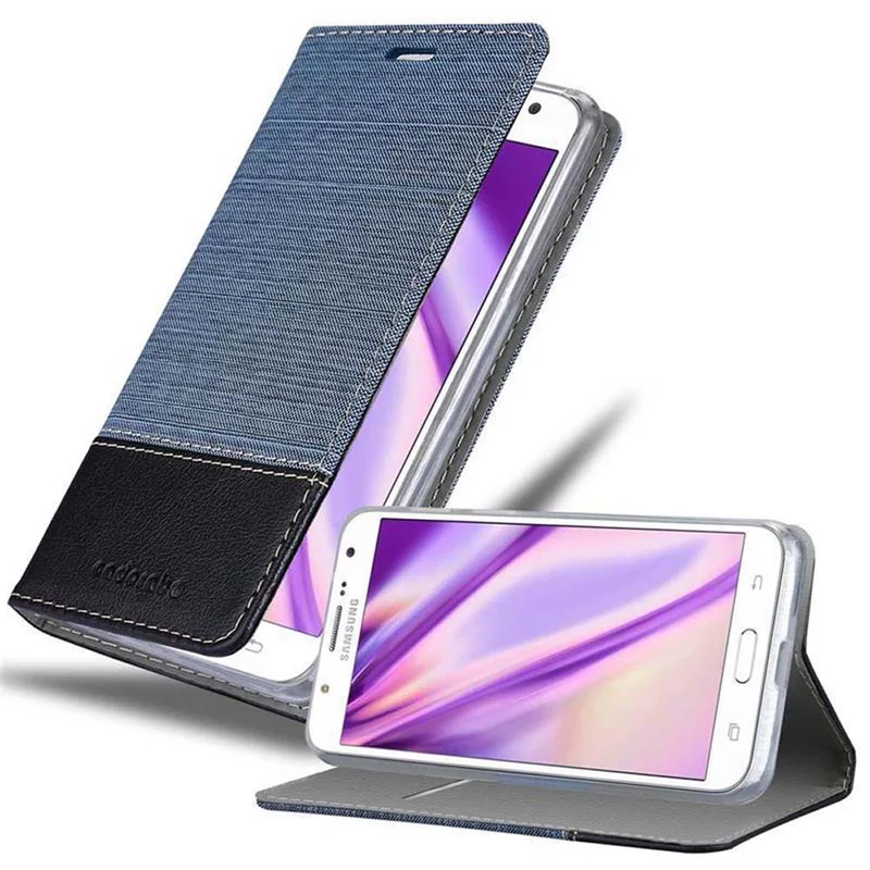 Cadorabo Hülle kompatibel mit Samsung Galaxy J7 2015 Schutzhülle mit Magnetverschluss, Standfunktion und Kartenfach