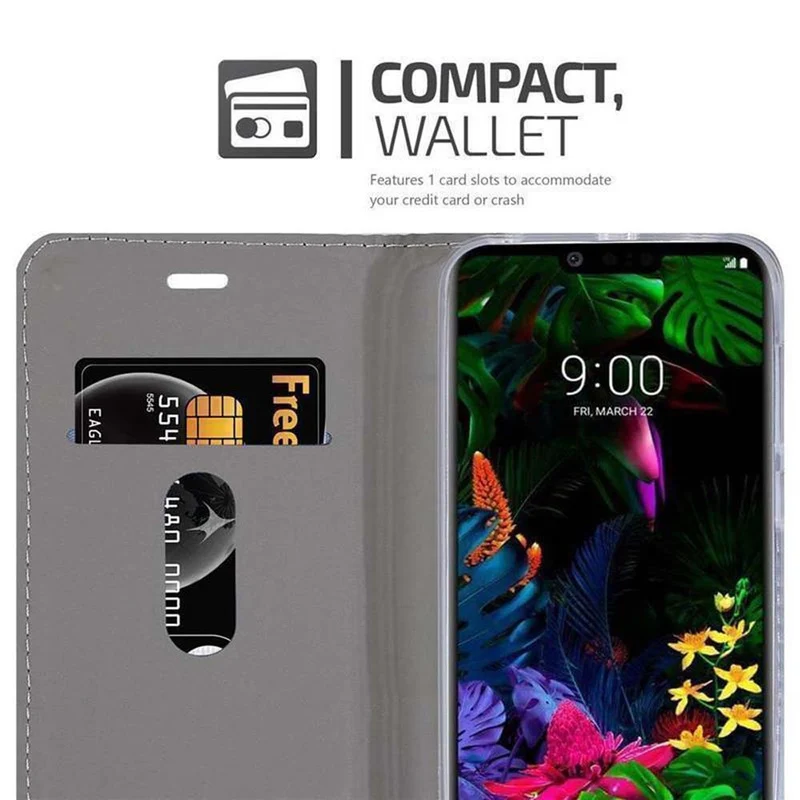 Cadorabo Hülle kompatibel mit LG G8 ThinQ Schutzhülle mit Magnetverschluss, Standfunktion und Kartenfach