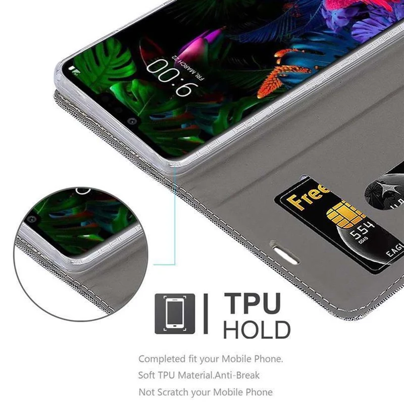 Cadorabo Hülle kompatibel mit LG G8 Schutzhülle mit Magnetverschluss, Standfunktion und Kartenfach
