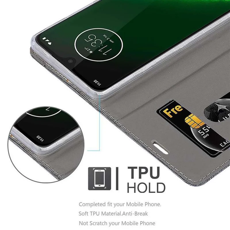 Cadorabo Hülle kompatibel mit Motorola MOTO G7 / G7 PLUS Schutzhülle mit Magnetverschluss, Standfunktion und Kartenfach
