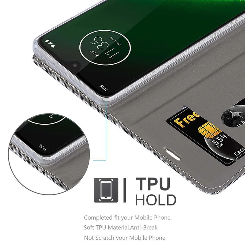 Cadorabo Hülle kompatibel mit Motorola MOTO G7 / G7 PLUS Schutzhülle mit Magnetverschluss, Standfunktion und Kartenfach