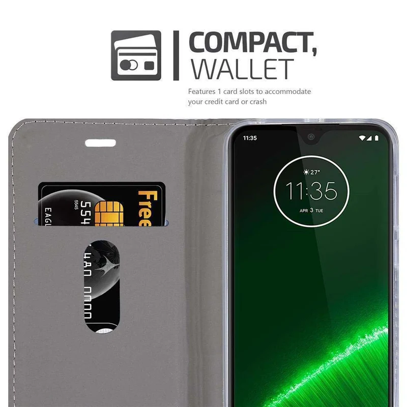 Cadorabo Hülle kompatibel mit Motorola MOTO G7 / G7 PLUS Schutzhülle mit Magnetverschluss, Standfunktion und Kartenfach