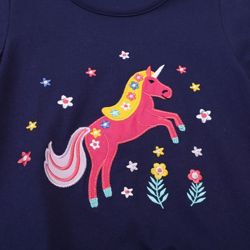 Mädchen T-Shirt Kleid mit zauberhaftem Einhornmotiv Drune