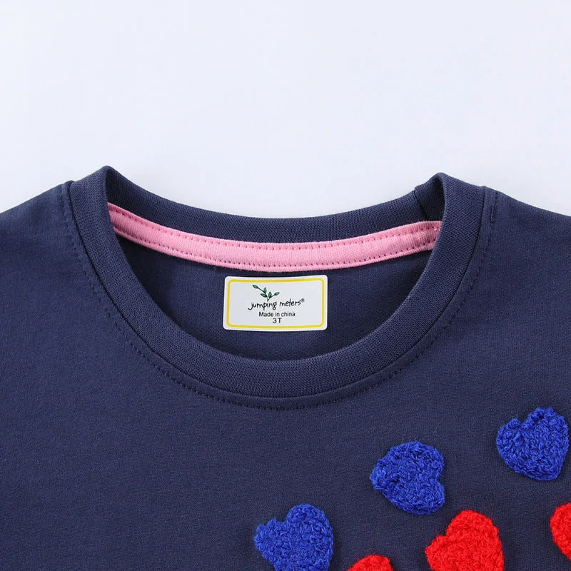 Mädchen T-Shirt Kleid mit buntem Herz-Stickdesign Drune