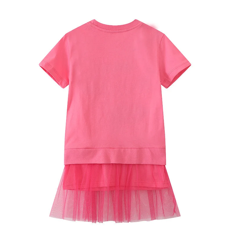 Mädchen T-Shirt Kleid mit bezauberndem Tüllunterrock Drune