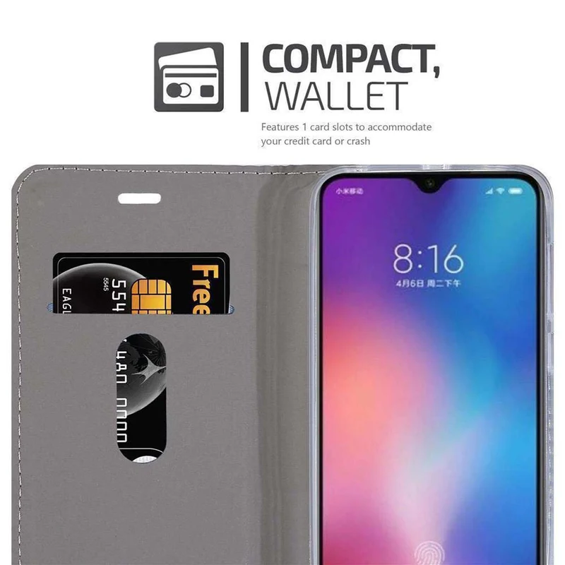 Cadorabo Hülle kompatibel mit Xiaomi Mi 9 SE Schutzhülle mit Magnetverschluss, Standfunktion und Kartenfach