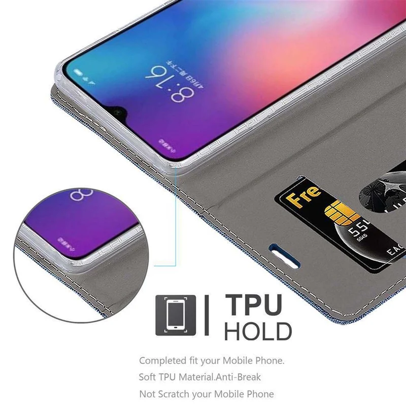 Cadorabo Hülle kompatibel mit Xiaomi Mi 9 SE Schutzhülle mit Magnetverschluss, Standfunktion und Kartenfach