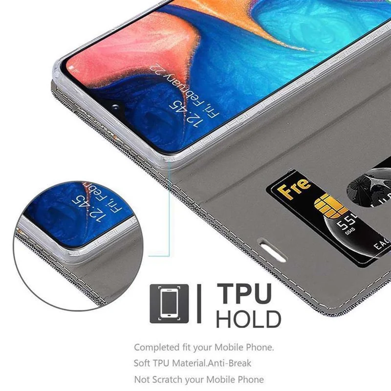 Cadorabo Hülle kompatibel mit Samsung Galaxy A10e / A20e Schutzhülle mit Magnetverschluss, Standfunktion und Kartenfach