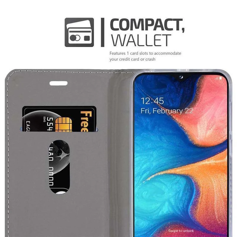 Cadorabo Hülle kompatibel mit Samsung Galaxy A10e / A20e Schutzhülle mit Magnetverschluss, Standfunktion und Kartenfach
