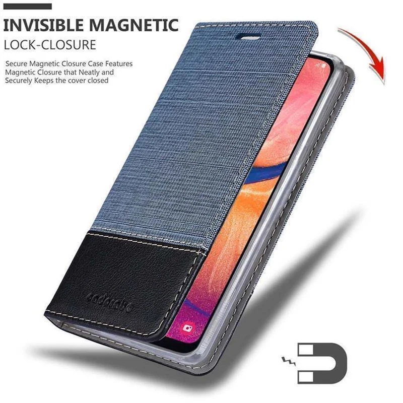 Cadorabo Hülle kompatibel mit Samsung Galaxy A10e / A20e Schutzhülle mit Magnetverschluss, Standfunktion und Kartenfach