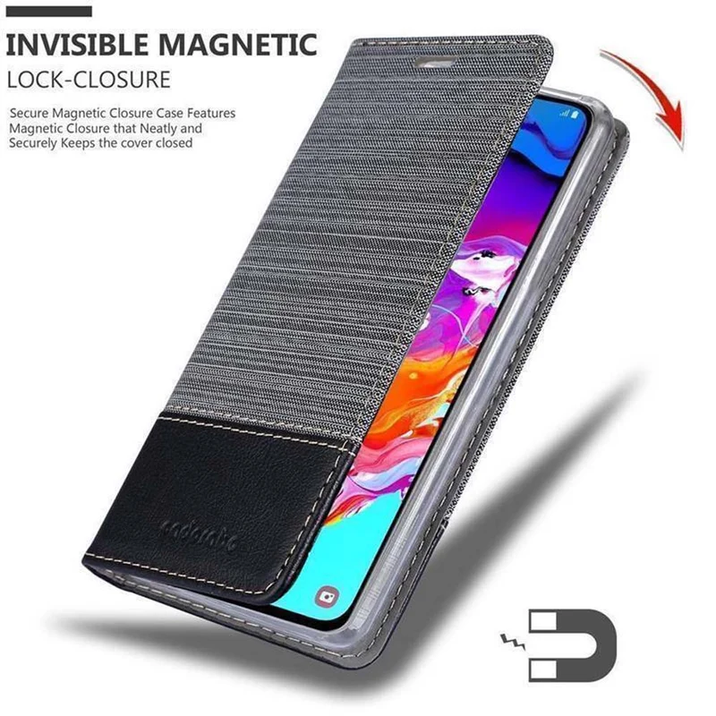 Cadorabo Hülle kompatibel mit Samsung Galaxy A70 / A70s Schutzhülle mit Magnetverschluss, Standfunktion und Kartenfach