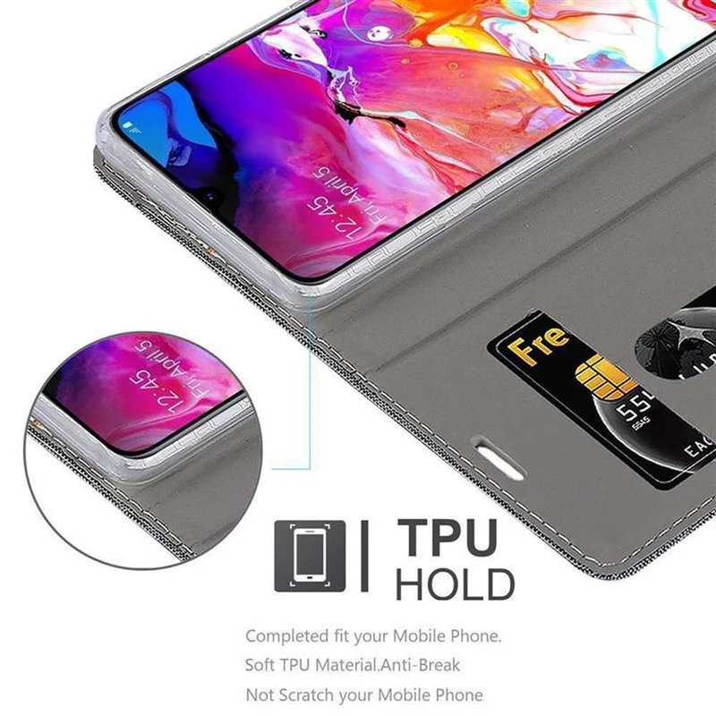 Cadorabo Hülle kompatibel mit Samsung Galaxy A70 / A70s Schutzhülle mit Magnetverschluss, Standfunktion und Kartenfach
