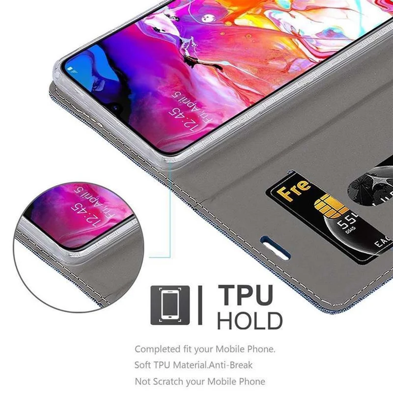 Cadorabo Hülle kompatibel mit Samsung Galaxy A70 / A70s Schutzhülle mit Magnetverschluss, Standfunktion und Kartenfach
