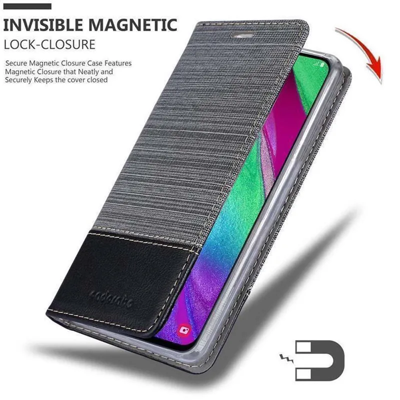 Cadorabo Hülle kompatibel mit Samsung Galaxy A40 Schutzhülle mit Magnetverschluss, Standfunktion und Kartenfach