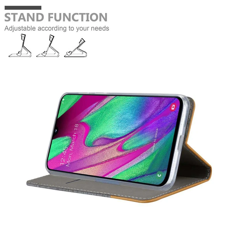 Cadorabo Hülle kompatibel mit Samsung Galaxy A40 Schutzhülle mit Magnetverschluss, Standfunktion und Kartenfach