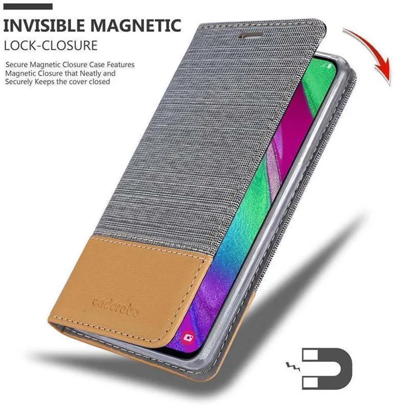 Cadorabo Hülle kompatibel mit Samsung Galaxy A40 Schutzhülle mit Magnetverschluss, Standfunktion und Kartenfach