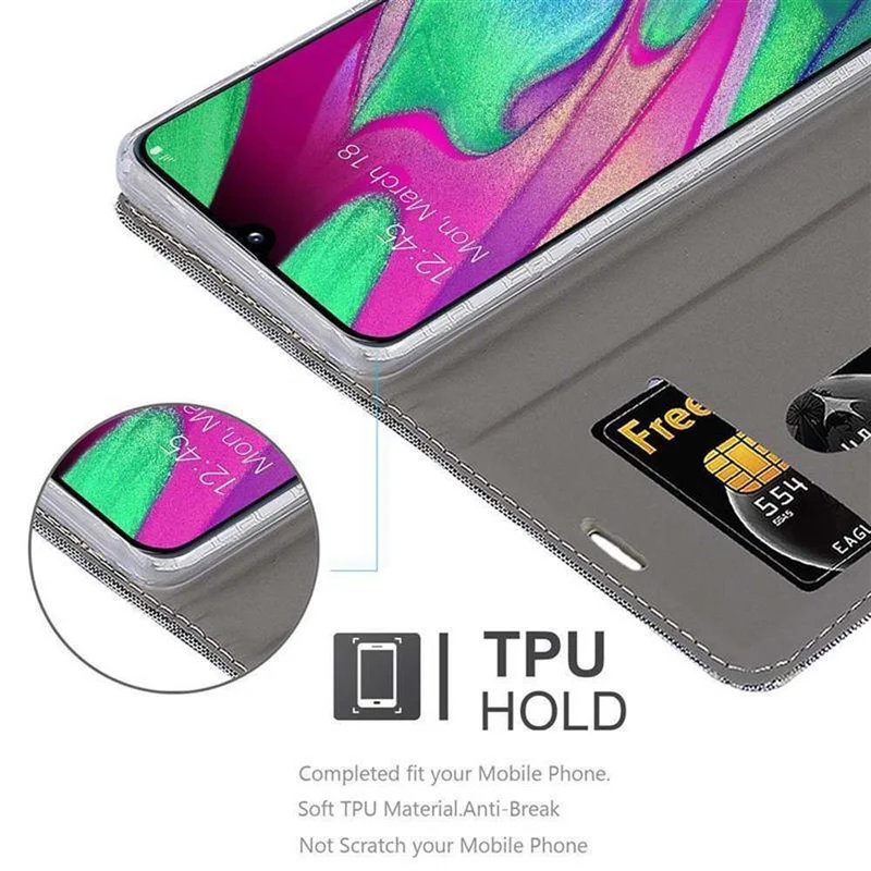 Cadorabo Hülle kompatibel mit Samsung Galaxy A40 Schutzhülle mit Magnetverschluss, Standfunktion und Kartenfach