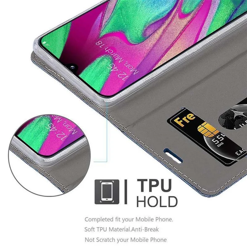 Cadorabo Hülle kompatibel mit Samsung Galaxy A40 Schutzhülle mit Magnetverschluss, Standfunktion und Kartenfach