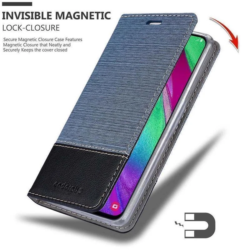 Cadorabo Hülle kompatibel mit Samsung Galaxy A40 Schutzhülle mit Magnetverschluss, Standfunktion und Kartenfach
