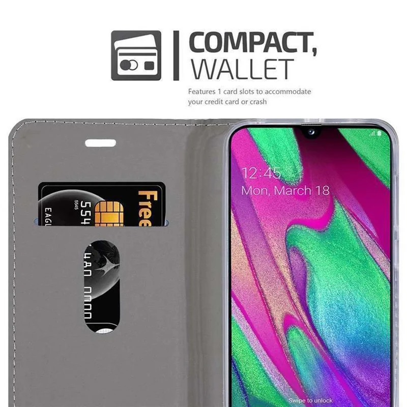 Cadorabo Hülle kompatibel mit Samsung Galaxy A40 Schutzhülle mit Magnetverschluss, Standfunktion und Kartenfach