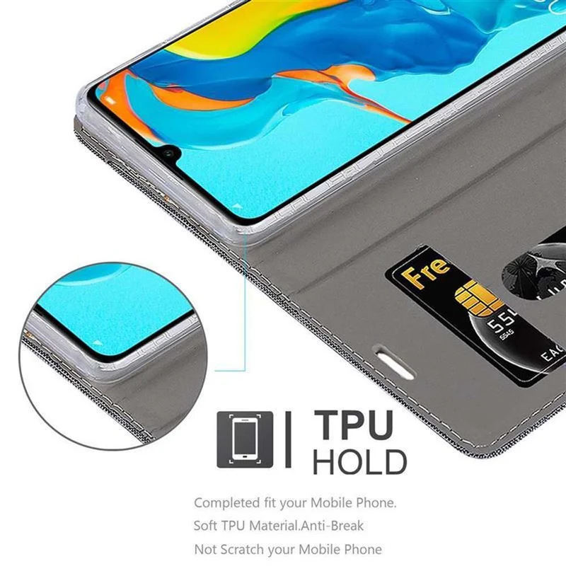 Cadorabo Hülle kompatibel mit Huawei P30 LITE Schutzhülle mit Magnetverschluss, Standfunktion und Kartenfach