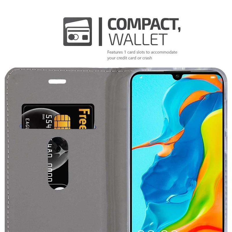 Cadorabo Hülle kompatibel mit Huawei P30 LITE Schutzhülle mit Magnetverschluss, Standfunktion und Kartenfach