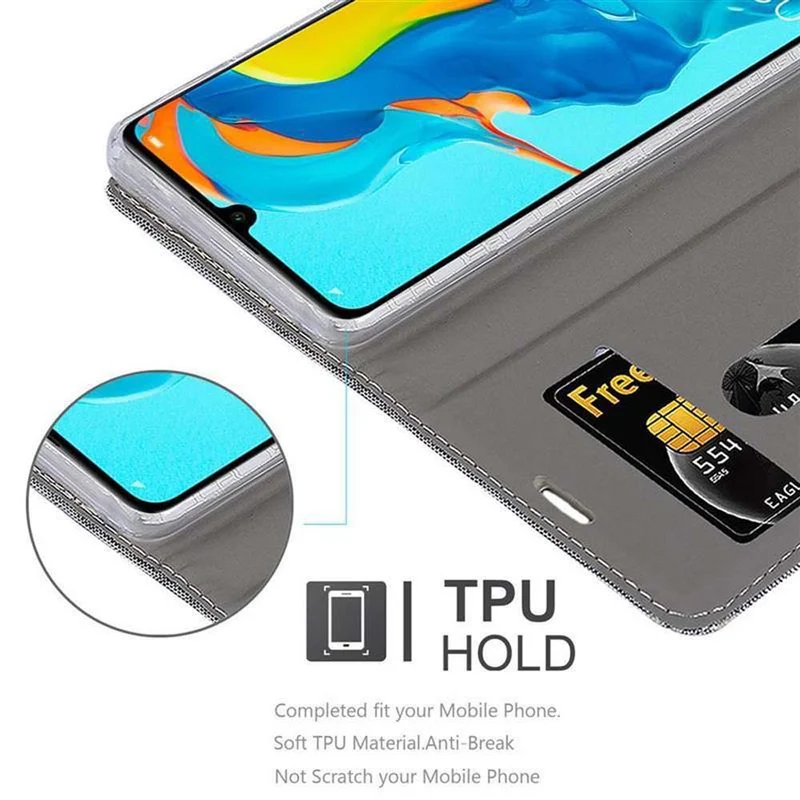 Cadorabo Hülle kompatibel mit Huawei P30 LITE Schutzhülle mit Magnetverschluss, Standfunktion und Kartenfach
