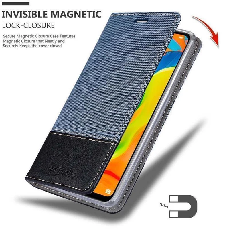Cadorabo Hülle kompatibel mit Huawei P30 LITE Schutzhülle mit Magnetverschluss, Standfunktion und Kartenfach
