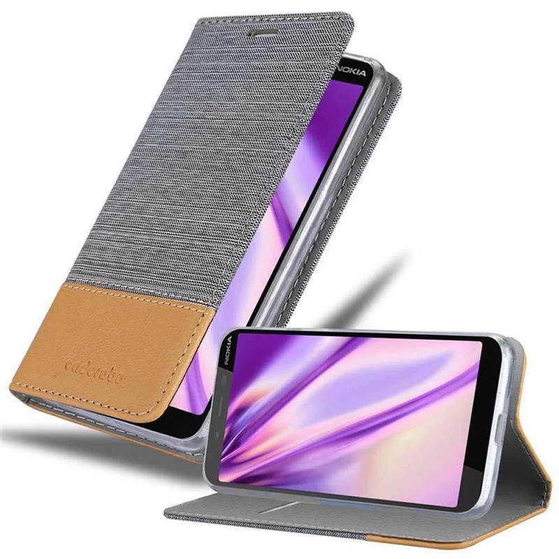 Cadorabo Hülle kompatibel mit Nokia 1 PLUS Schutzhülle mit Magnetverschluss, Standfunktion und Kartenfach