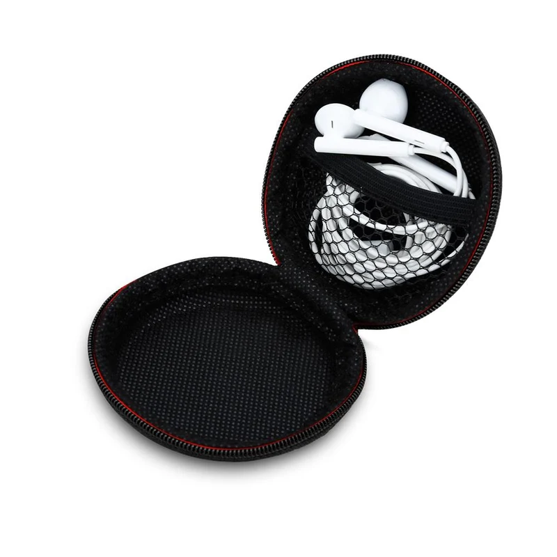Cadorabo Kopfhörer Aufbewahrungsbox Runde Robuste Tasche aus formstabilem Stoff mit Netzfach und Reißverschluss für Headset, In-Ear Headphone und vieles mehr