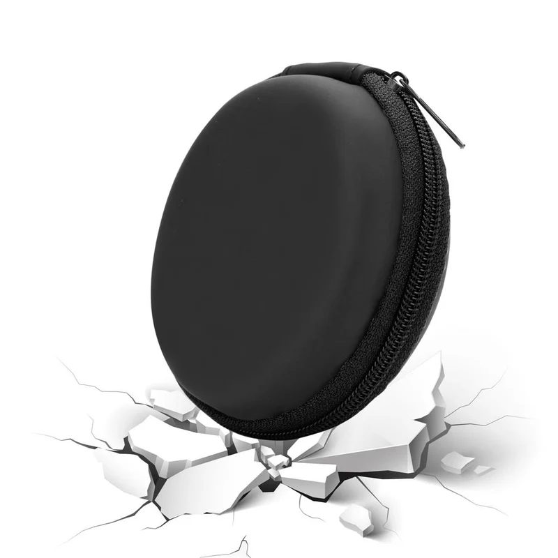 Cadorabo Kopfhörer Aufbewahrungsbox Runde Robuste Tasche aus formstabilem Stoff mit Netzfach und Reißverschluss für Headset, In-Ear Headphone und vieles mehr