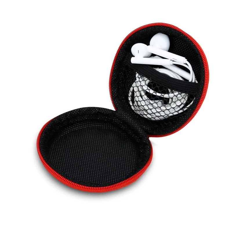 Cadorabo Kopfhörer Aufbewahrungsbox Runde Robuste Tasche aus formstabilem Stoff mit Netzfach und Reißverschluss für Headset, In-Ear Headphone und vieles mehr