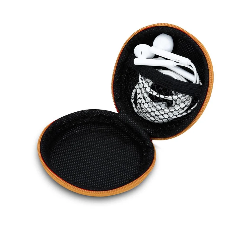 Cadorabo Kopfhörer Aufbewahrungsbox Runde Robuste Tasche aus formstabilem Stoff mit Netzfach und Reißverschluss für Headset, In-Ear Headphone und vieles mehr
