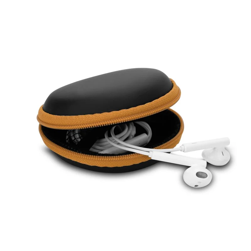 Cadorabo Kopfhörer Aufbewahrungsbox Runde Robuste Tasche aus formstabilem Stoff mit Netzfach und Reißverschluss für Headset, In-Ear Headphone und vieles mehr