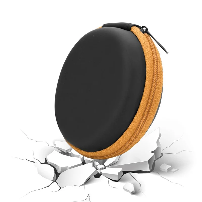 Cadorabo Kopfhörer Aufbewahrungsbox Runde Robuste Tasche aus formstabilem Stoff mit Netzfach und Reißverschluss für Headset, In-Ear Headphone und vieles mehr