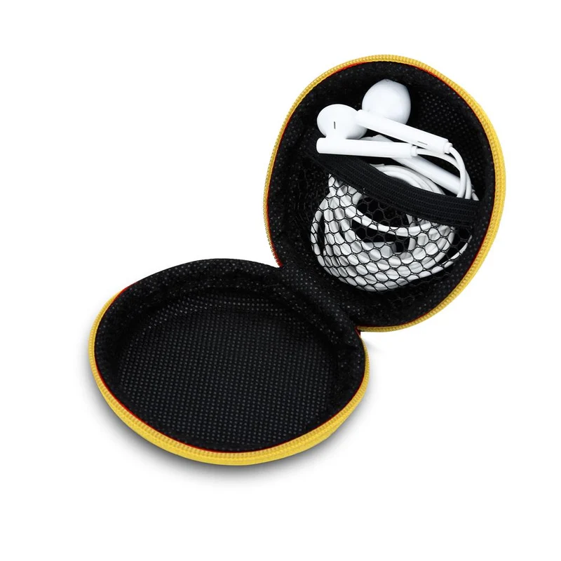 Cadorabo Kopfhörer Aufbewahrungsbox Runde Robuste Tasche aus formstabilem Stoff mit Netzfach und Reißverschluss für Headset, In-Ear Headphone und vieles mehr