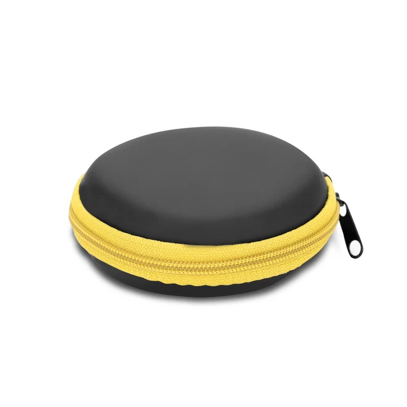 Cadorabo Kopfhörer Aufbewahrungsbox Runde Robuste Tasche aus formstabilem Stoff mit Netzfach und Reißverschluss für Headset, In-Ear Headphone und vieles mehr